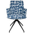 ARMLEHNSTUHL  in Eisen Jacquard  - Blau/Schwarz, Design, Textil/Metall (59/89,5/63cm) - Novel