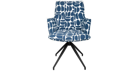 ARMLEHNSTUHL in Eisen Jacquard - Blau/Schwarz, Design, Textil/Metall (59/89,5/63cm) - Novel