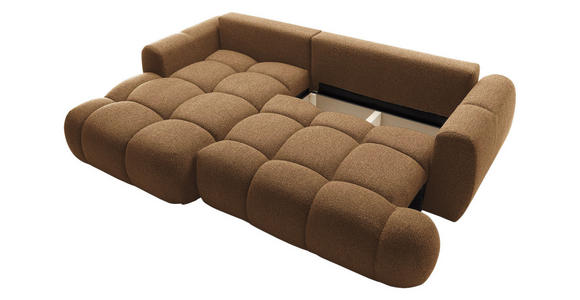 ECKSOFA Dunkelbraun Struktur Rückenkissen, Bettkasten, Schlaffunktion, Rücken echt, Liegefläche im Originalstoff  - Dunkelbraun/Schwarz, KONVENTIONELL, Kunststoff/Textil (172/272cm) - Carryhome