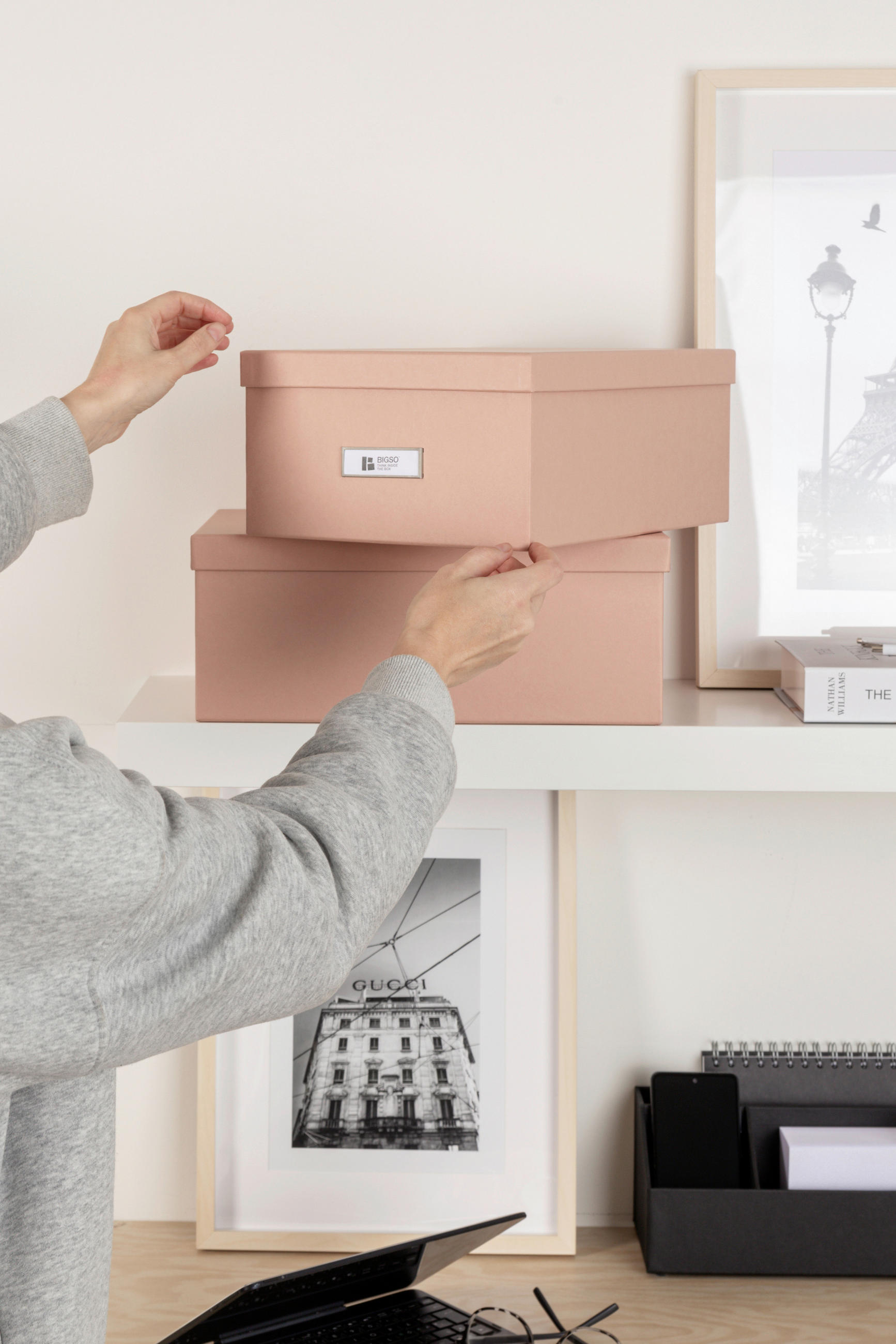 AUFBEWAHRUNGSBOX    36.5/26.5/14.5 cm  - Pink, Basics, Karton/Papier (36.5/26.5/14.5cm)