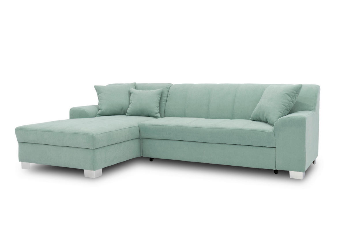ECKSOFA CAPRI Mintgrün Mikrofaser  - Chromfarben/Mintgrün, KONVENTIONELL, Textil/Metall (152/239cm) - MID.YOU
