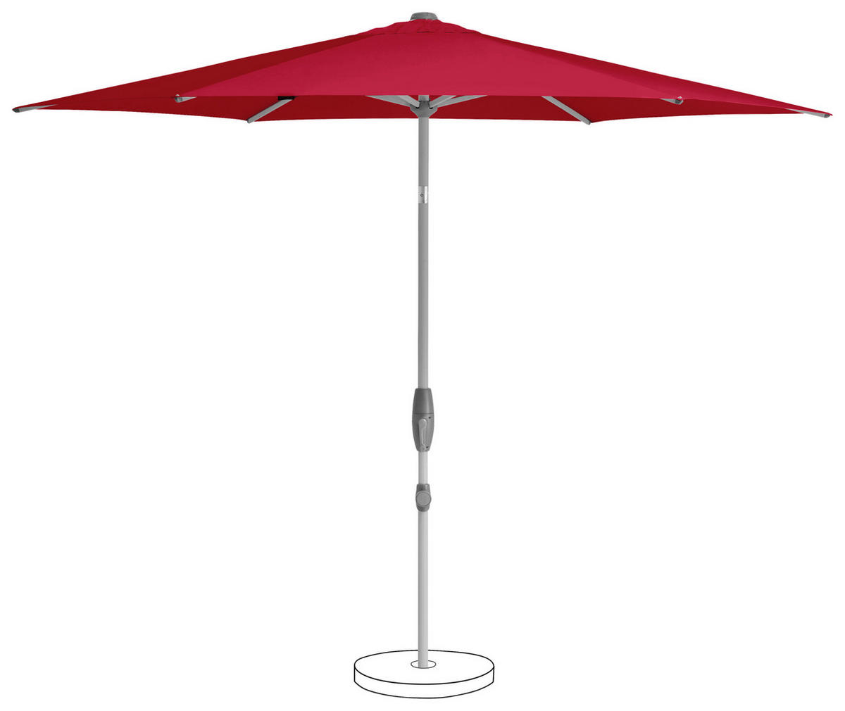 SONNENSCHIRM 330 cm Rot  - Silberfarben/Rot, KONVENTIONELL, Textil/Metall (330/330cm) - Suncomfort by Glatz