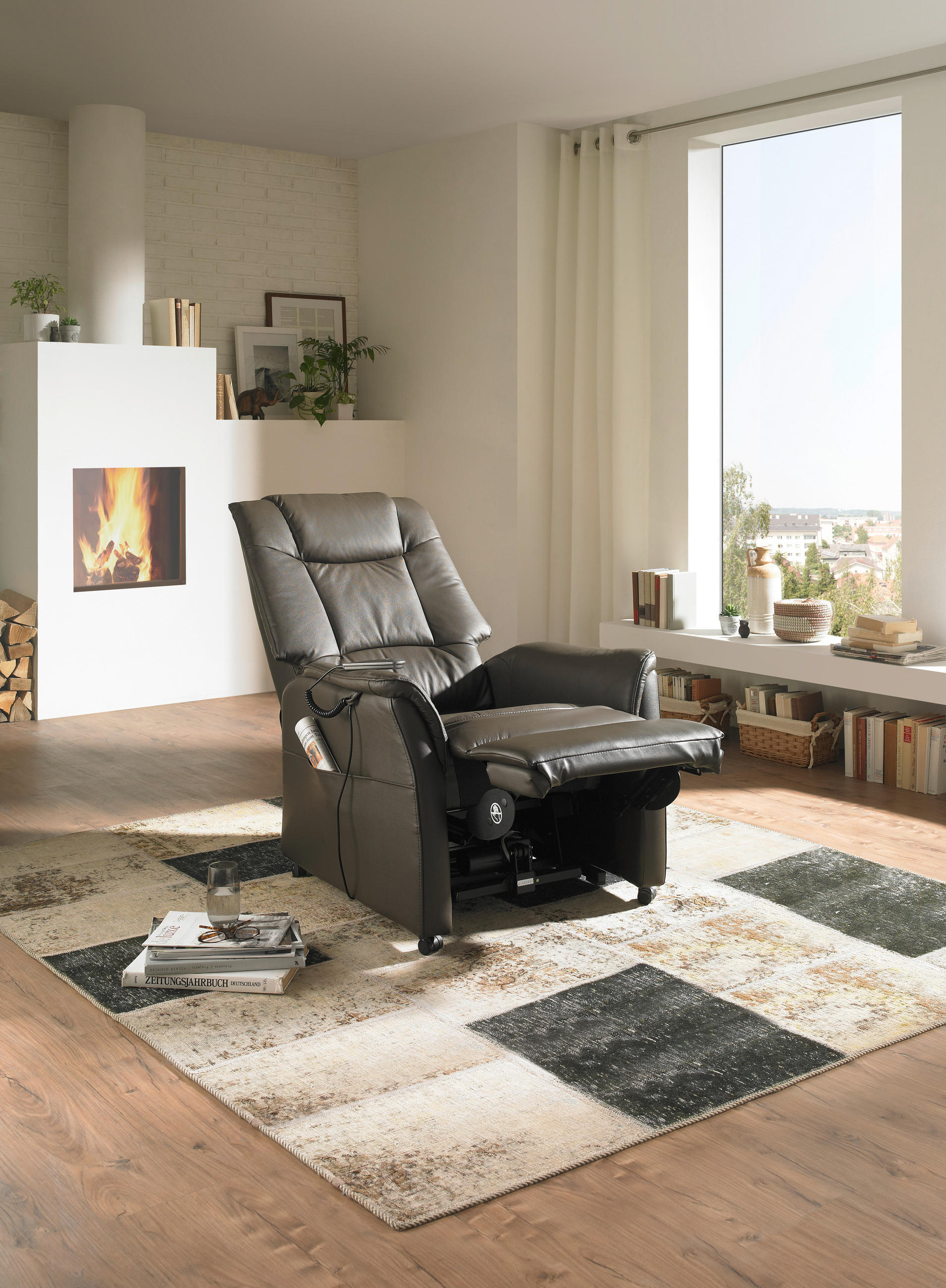 FERNSEHSESSEL Kombination Echtleder/Lederlook Lederlook Dunkelbraun  - Dunkelbraun/Schwarz, KONVENTIONELL, Leder/Textil (76/109-94/89-151cm) - Cantus