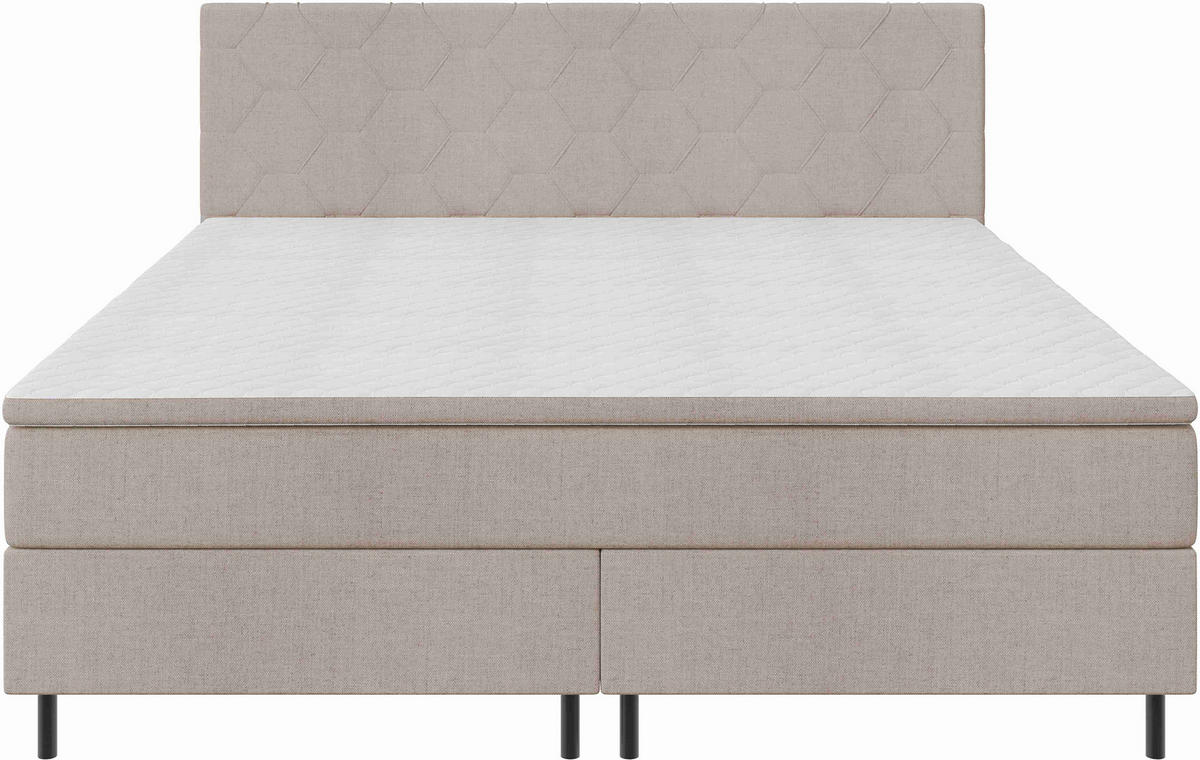 BOXSPRINGBETT 160/200 cm  Beige  - Beige/Schwarz, Konventionell, Textil/Metall (160/200cm) - Chameo