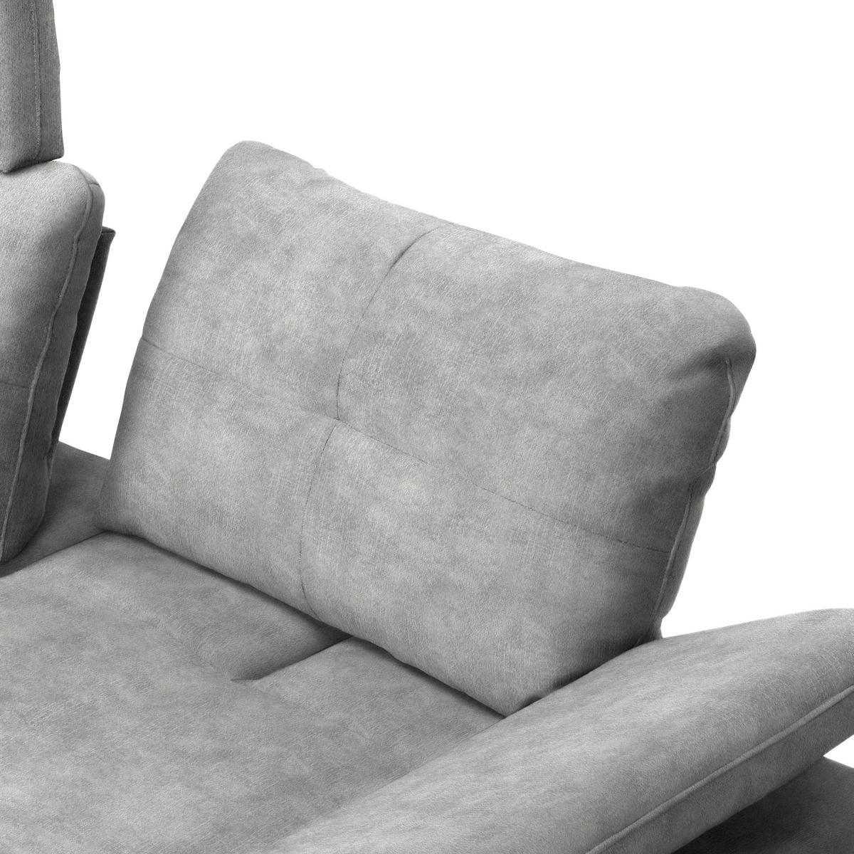 ECKSOFA in Velours Hellgrau  - Hellgrau/Schwarz, Design, Textil/Metall (179/301cm) - Chilliano