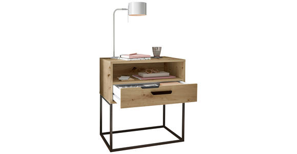 NACHTKÄSTCHEN 60/65/39 cm  in Eiche Artisan  - Schwarz/Eiche Artisan, Design, Holzwerkstoff/Kunststoff (60/65/39cm) - Carryhome