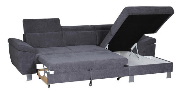 ECKSOFA  in Webstoff Grau  167/250 cm  - Silberfarben/Grau, Design, Textil/Metall (167/250cm) - Xora