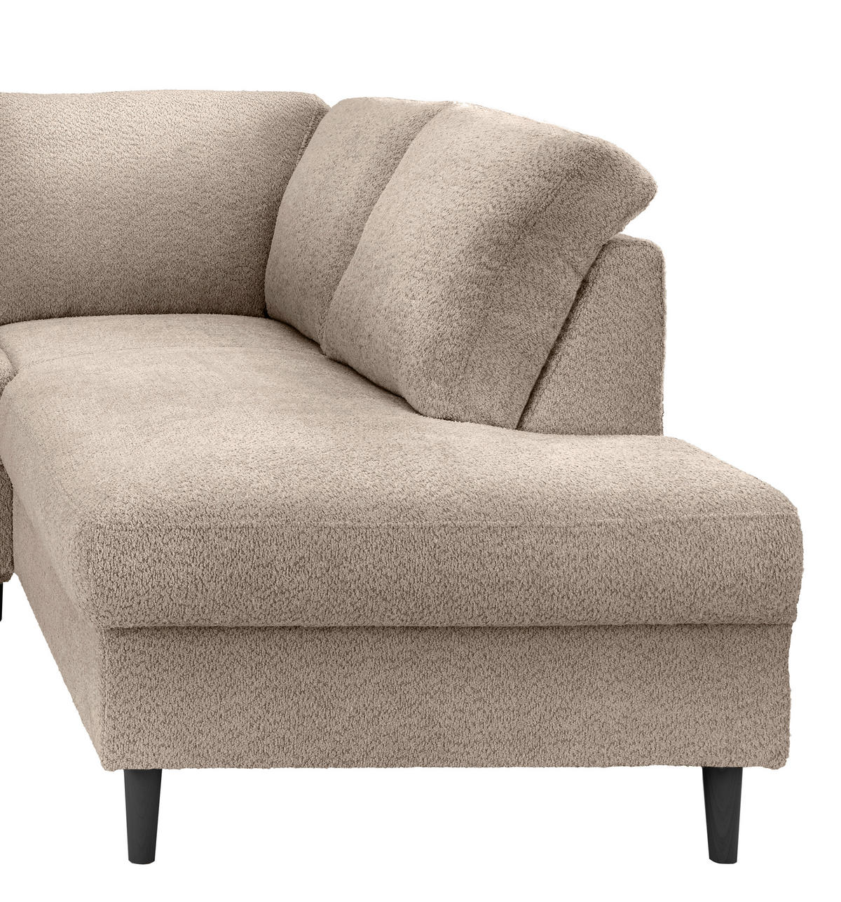 ECKSCHLAFSOFA Beige Bouclé  - Beige/Schwarz, MODERN, Holz/Textil (242/200cm) - Livetastic
