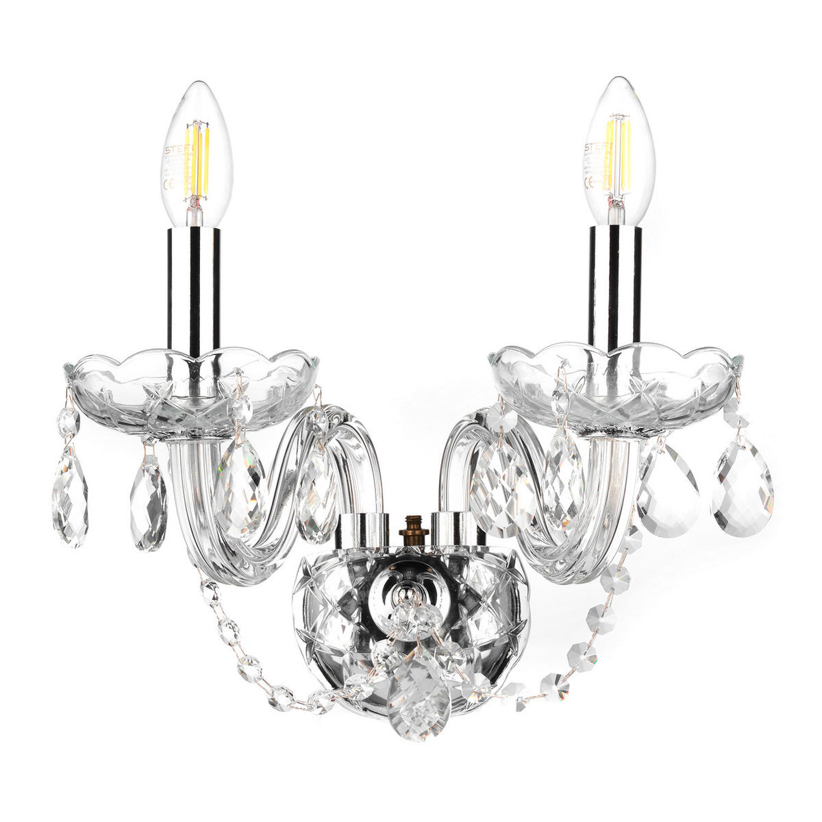 WANDLEUCHTE 32/30/20 cm   - Chromfarben/Transparent, KONVENTIONELL, Glas/Metall (32/30/20cm)