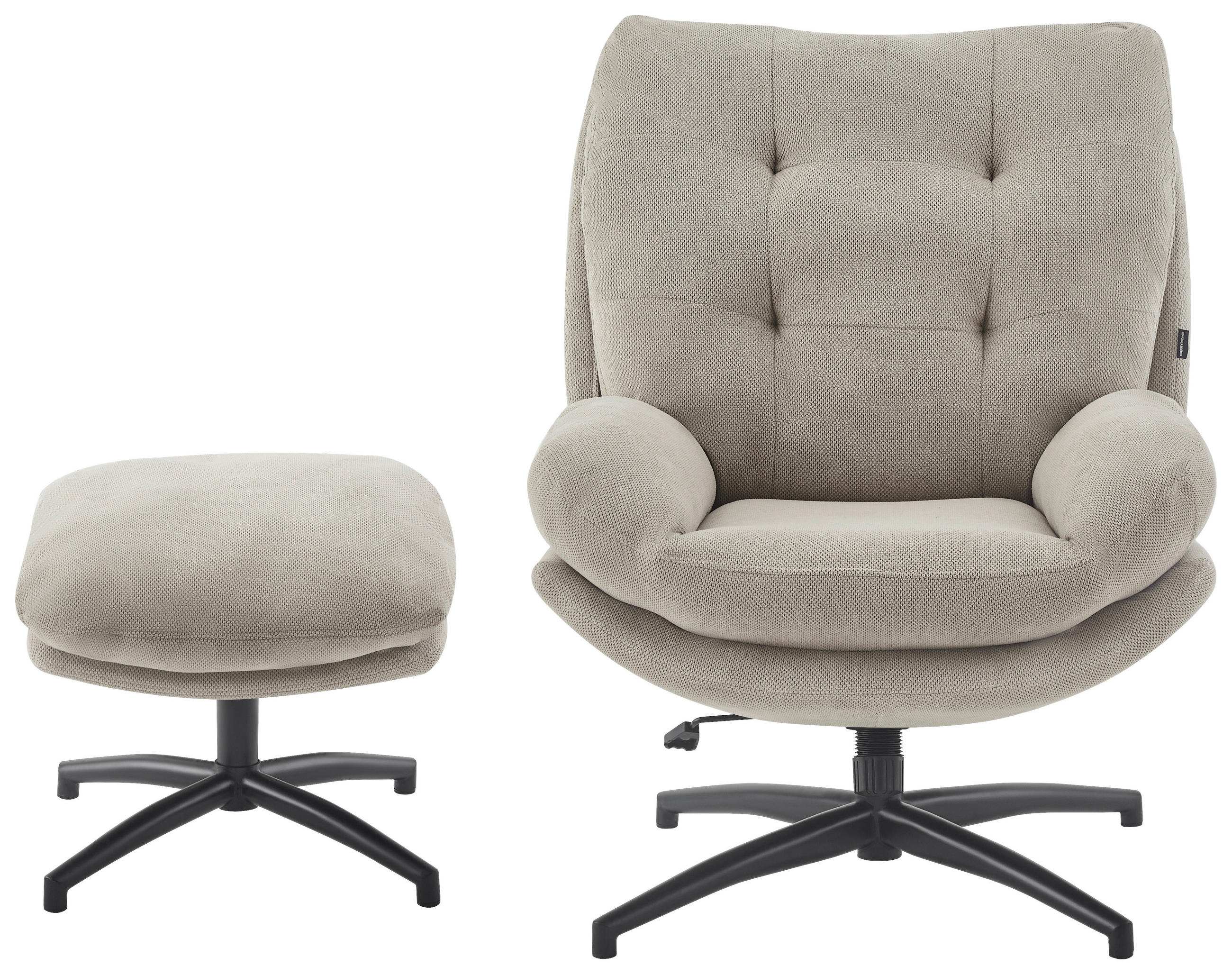 RELAXSESSELSET Webstoff Hocker    - Taupe/Schwarz, Design, Textil/Metall (75/97/88cm) - Carryhome