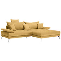 ECKSOFA in Flachgewebe Gelb  292/176 cm  - Gelb/Schwarz, MODERN, Textil/Metall (292/176cm) - Carryhome