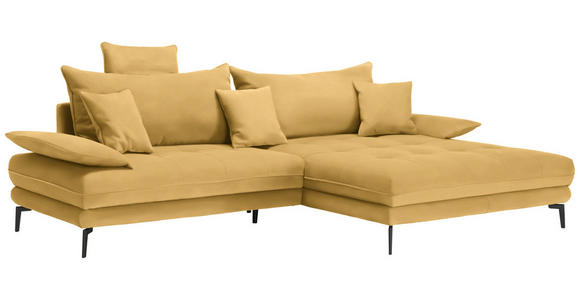 ECKSOFA in Flachgewebe Gelb 292/176 cm - Gelb/Schwarz, MODERN, Textil/Metall (292/176cm) - Carryhome