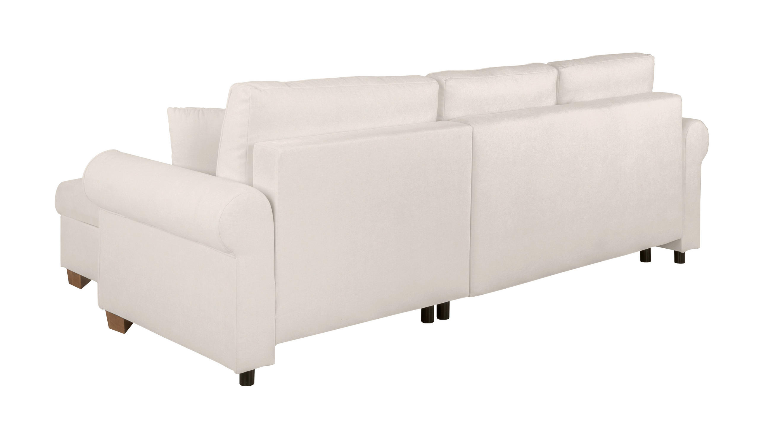 ECKSOFA in Creme  - Buchefarben/Creme, Design, Holz/Textil (266/161cm) - MID.YOU