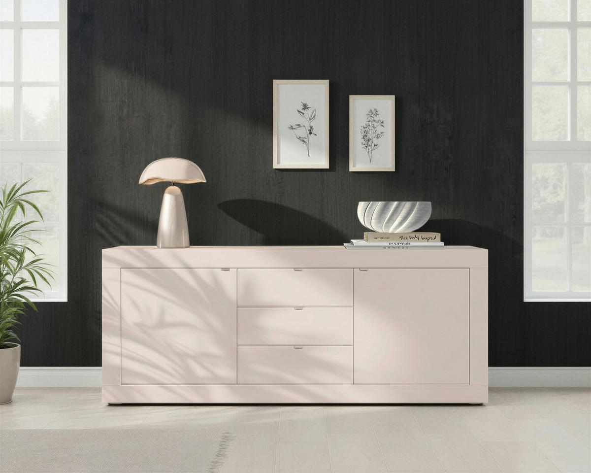 SIDEBOARD  in 210/86/43 cm  - Kaschmir/Schwarz, Design, Holzwerkstoff/Kunststoff (210/86/43cm) - MID.YOU