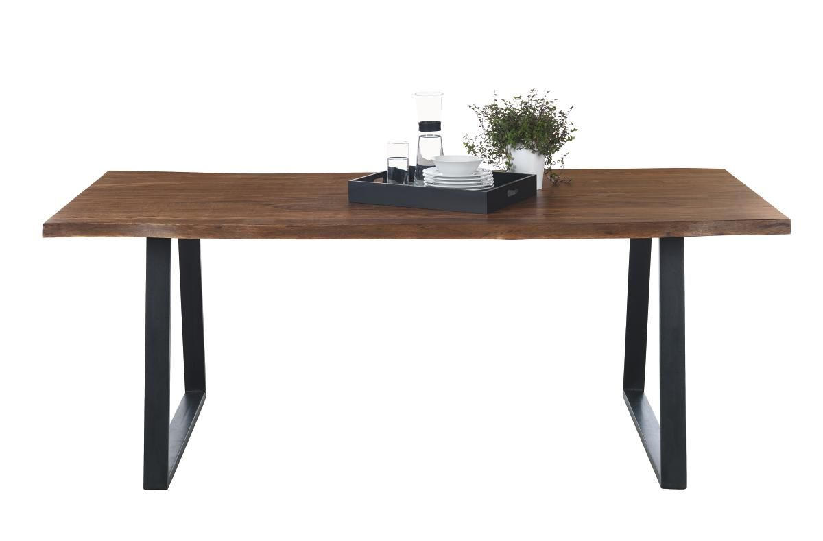 JEDILNA MIZA, masivno indijski rožni les črna, barve indijskega rožnega lesa  - črna/barve indijskega rožnega lesa, Trendi, kovina/les (200/76/100cm) - Carryhome
