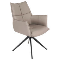 ARMLEHNSTUHL  Lederauswahl, Sitzfläche 360° drehbar  Echtleder  Schwarz, Taupe  - Taupe/Schwarz, Design, Leder/Metall (62/91/62cm) - Novel