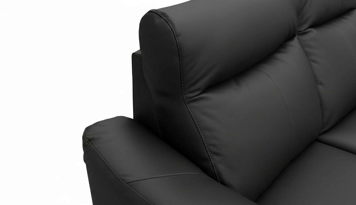 ECKSOFA Echtleder Schwarz  - Wengefarben/Schwarz, Design, Leder/Holz (260/229cm) - Livetastic