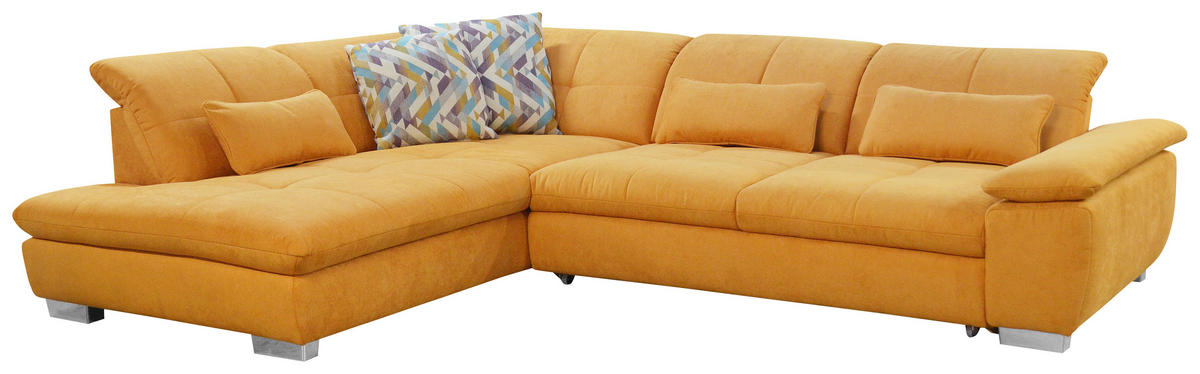 SEDEŽNA GARNITURA, šenilja oranžna  - barve kroma/oranžna, Design, tekstil (313/242cm) - Xora