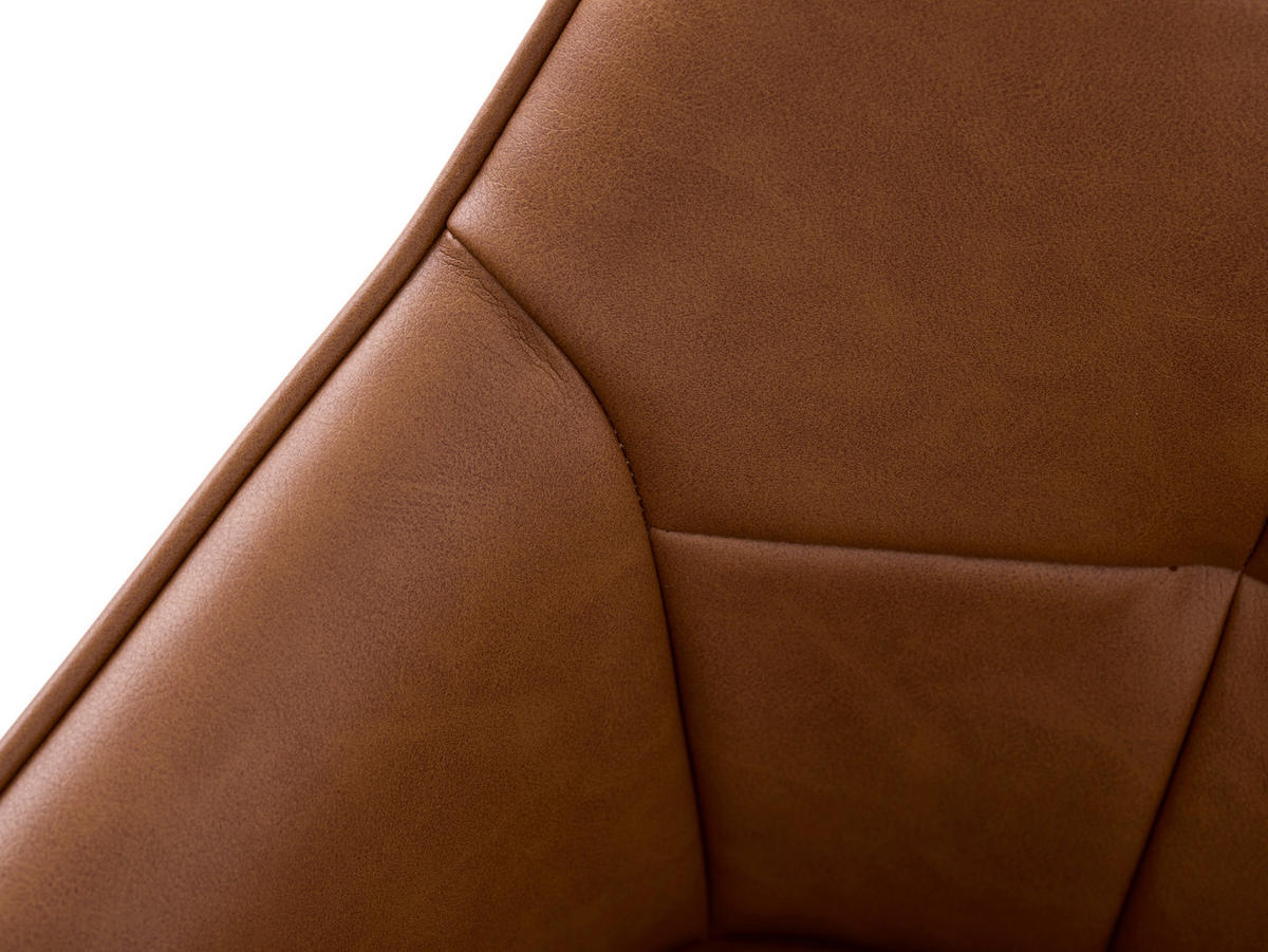 ARMLEHNSTUHL-SET 2 Stück  in Lederlook  - Cognac/Schwarz, MODERN, Textil/Metall (58/84/59,5cm) - Livetastic