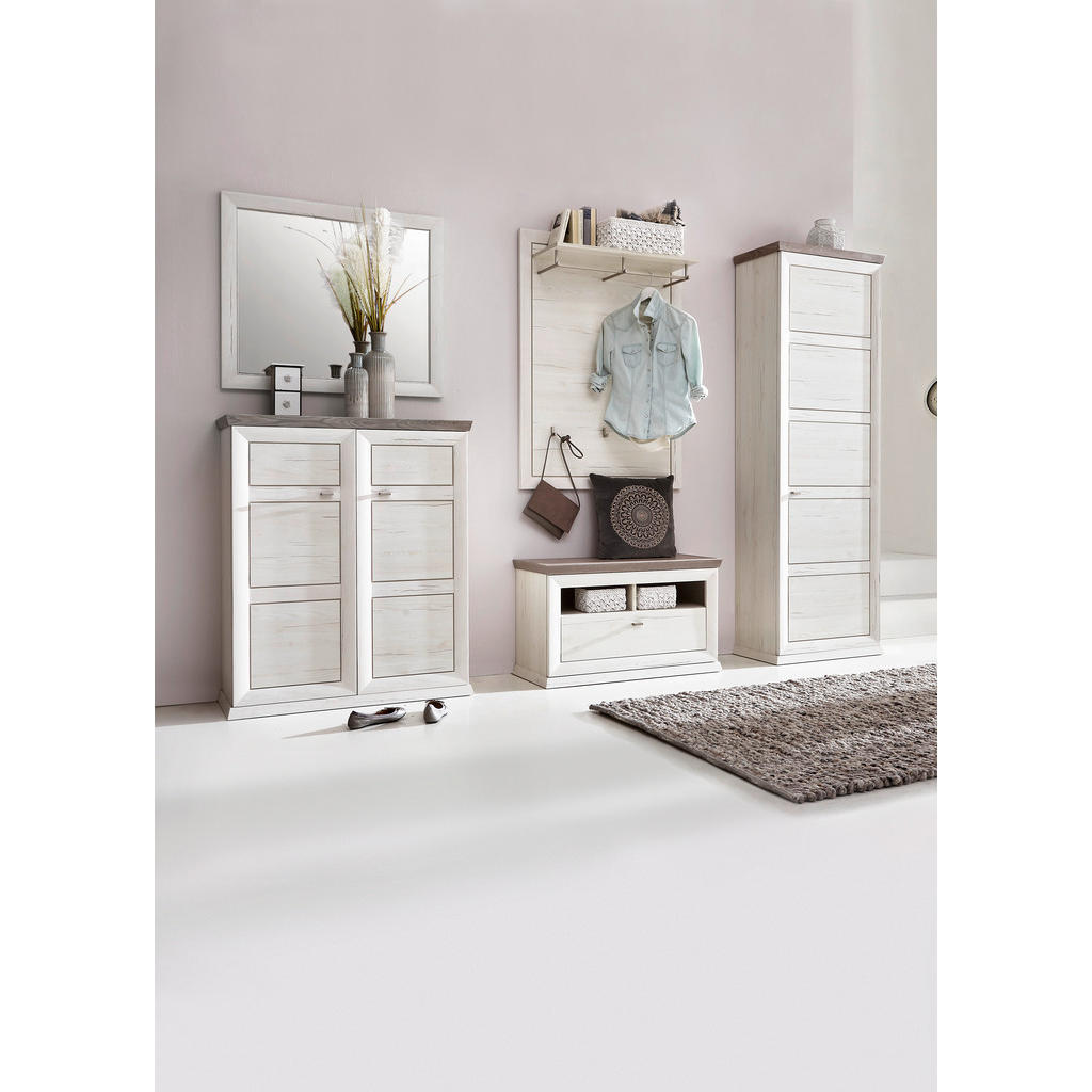Thumbnail - Hom`in Schuhschrank, Grau, Weiß, Holzwerkstoff, 4 Fächer, 90.2x108.5x38.5 cm, Beimöbel erhältlich, Garderobe, Schuhaufbe...