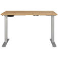 SCHREIBTISCH 120/80/72-118 cm  in Silberfarben, Eichefarben  - Eichefarben/Silberfarben, MODERN, Holzwerkstoff/Metall (120/80/72-118cm) - Novel