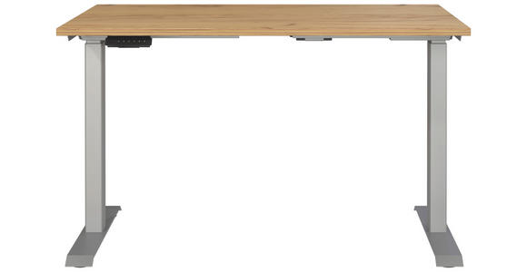 SCHREIBTISCH 120/80/72-118 cm in Silberfarben, Eichefarben - Eichefarben/Silberfarben, MODERN, Holzwerkstoff/Metall (120/80/72-118cm) - Novel