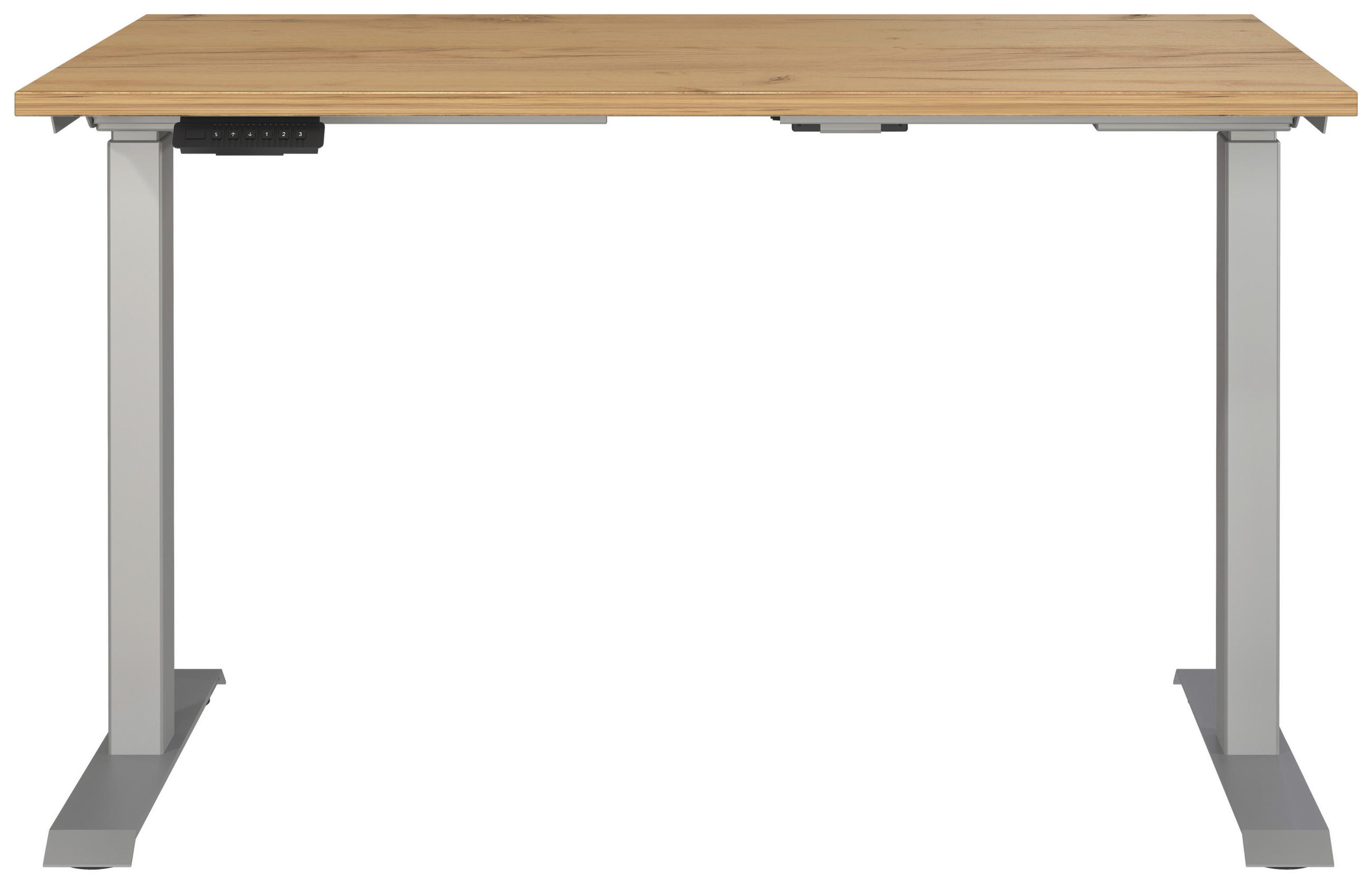 SCHREIBTISCH 120/80/72-118 cm  in Silberfarben, Eichefarben  - Eichefarben/Silberfarben, MODERN, Holzwerkstoff/Metall (120/80/72-118cm) - Novel