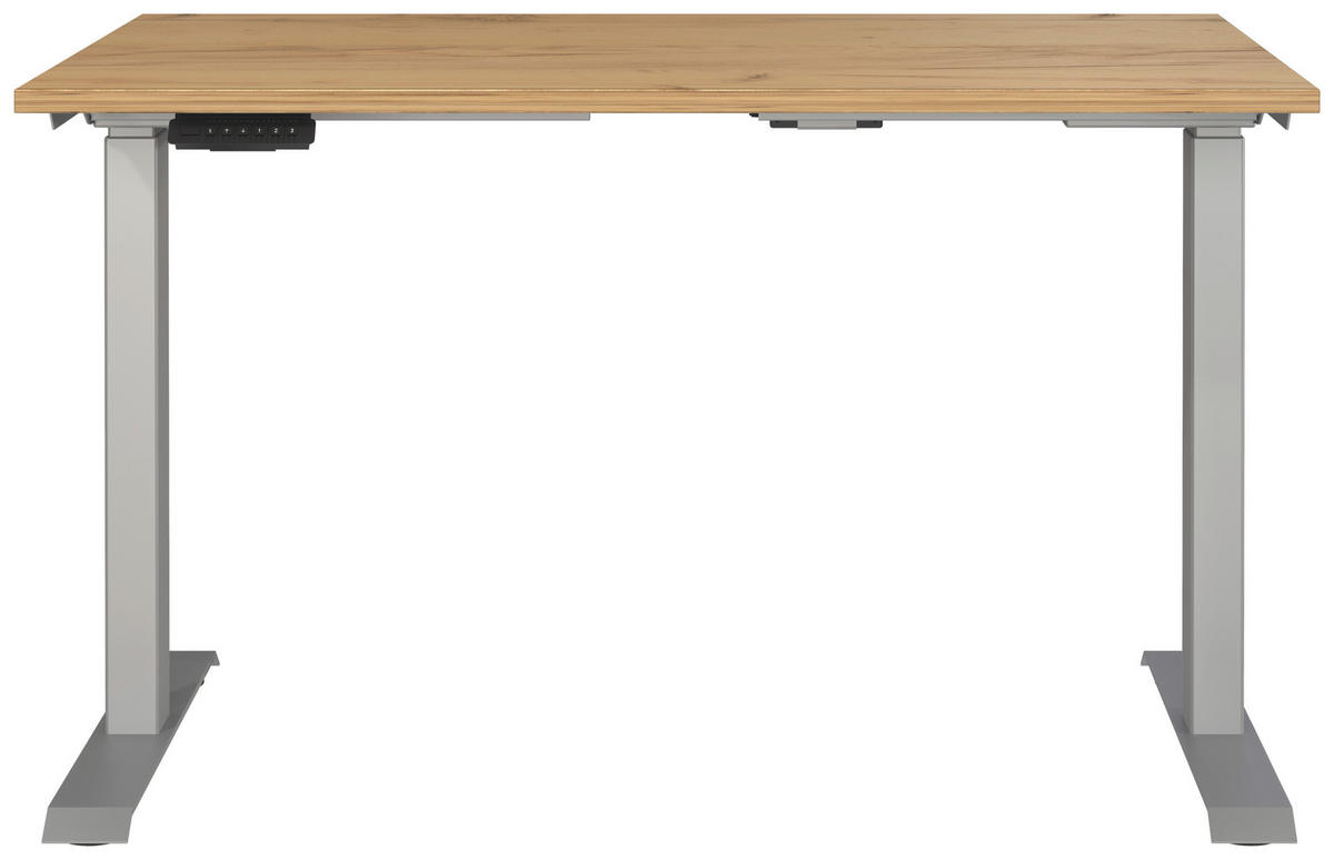 SCHREIBTISCH 120/80/72-118 cm  in Silberfarben, Eichefarben  - Eichefarben/Silberfarben, MODERN, Holzwerkstoff/Metall (120/80/72-118cm) - Novel