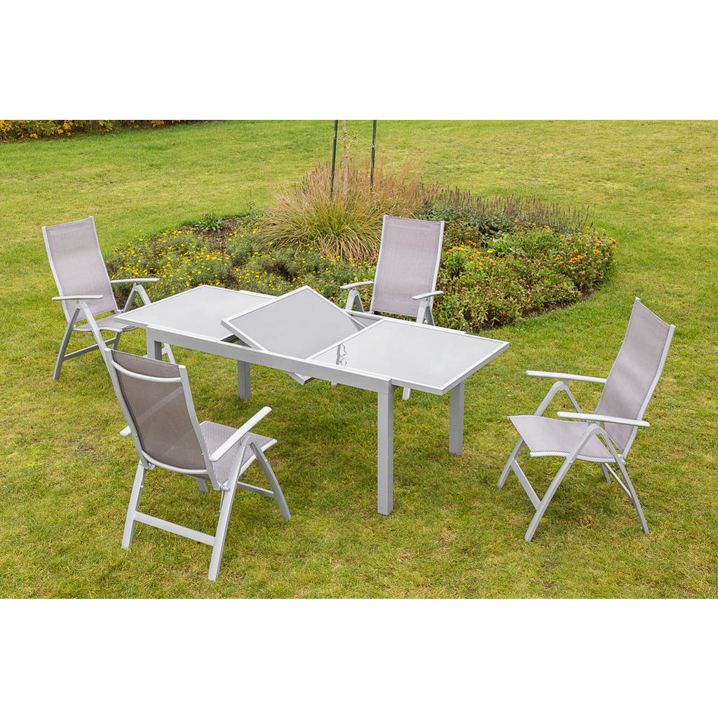 Gartentisch ausziehbar Metall/ Glas L: 120-180 cm