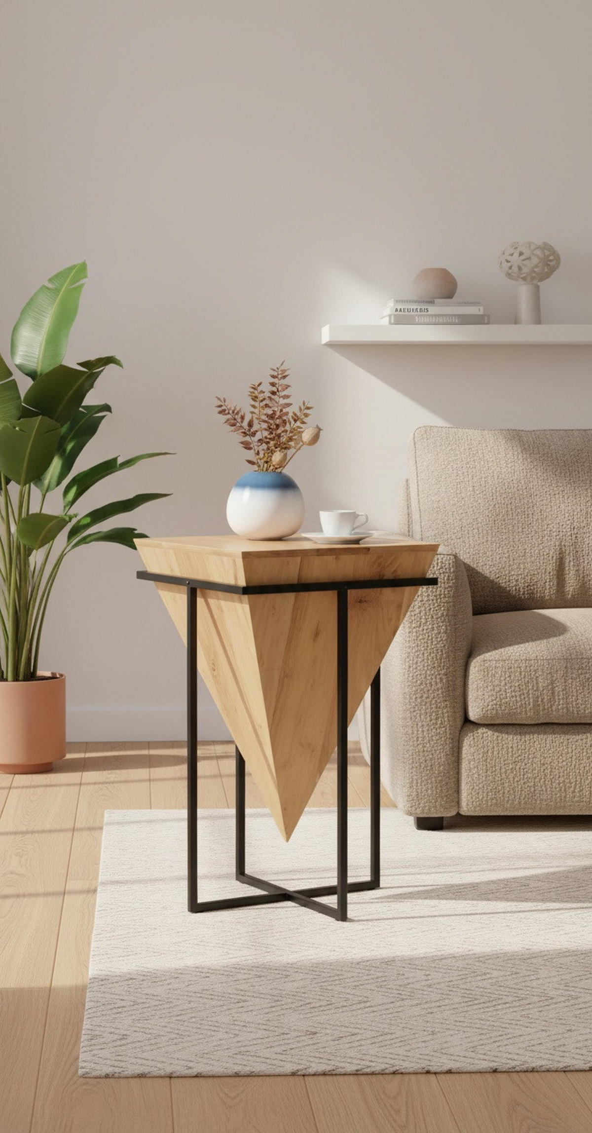 ODKLÁDACÍ STOLEK, akácie, přírodní barvy, černá - černá/přírodní barvy, Trend, kov/dřevo (41/41/66cm) - Ambia Home