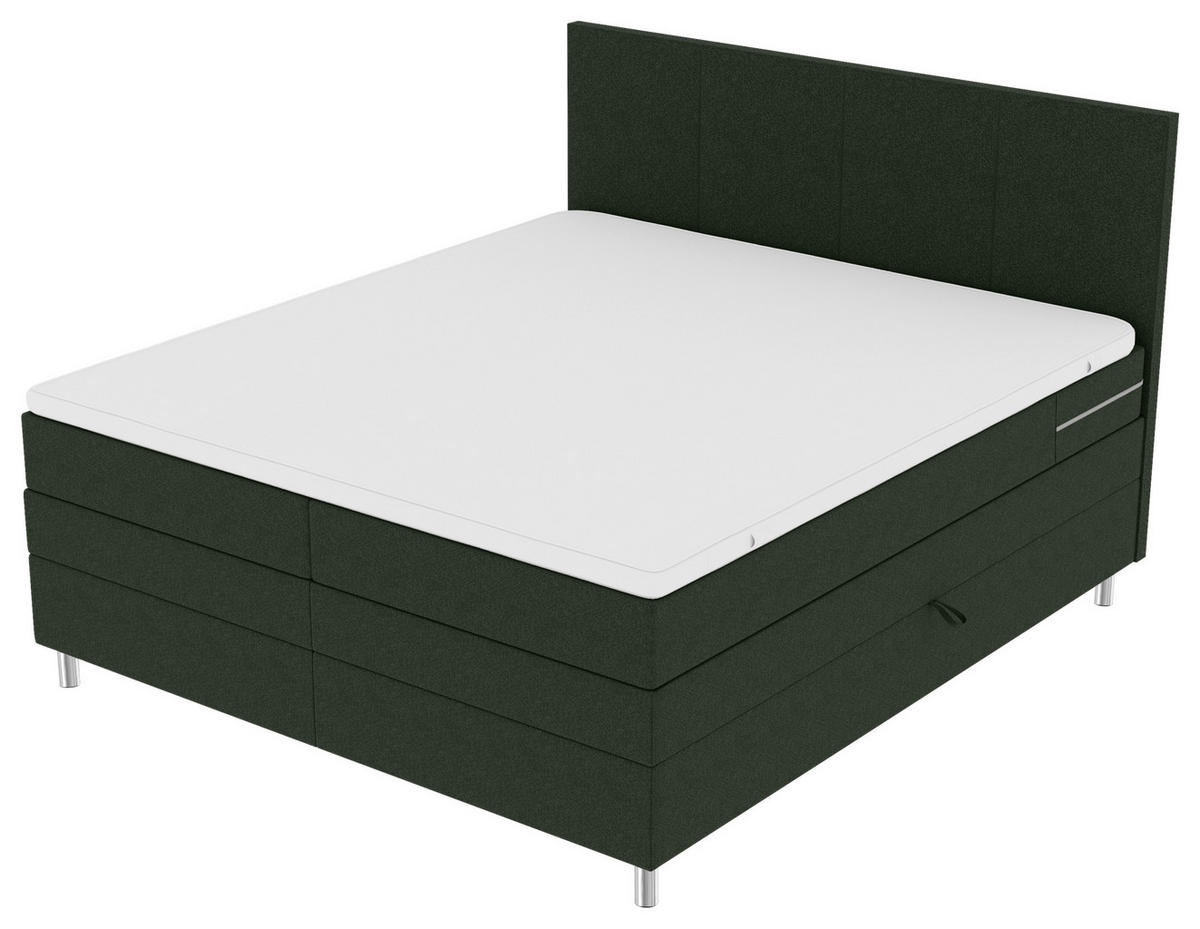 BOXSPRINGBETT 160/200 cm  in Grün  - Chromfarben/Grün, KONVENTIONELL, Kunststoff/Textil (160/200cm) - Boxxx