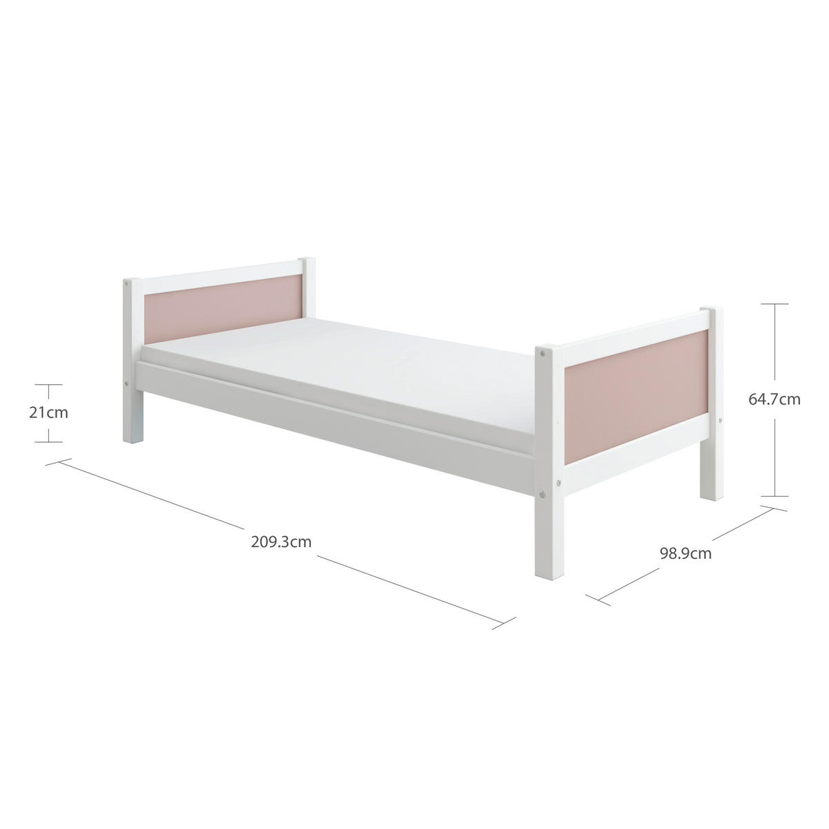 BETT 90/200 cm,  in Rosa, Weiß, Rollrost  - Rosa/Weiß, MODERN, Holz (90/200cm) - Chameo