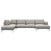 WOHNLANDSCHAFT Grau Webstoff, Flachgewebe  - Schwarz/Grau, Design, Textil/Metall (206/376/148cm) - Livetastic