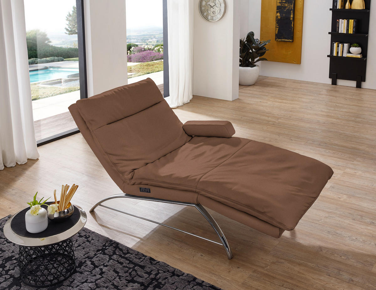 RELAXLIEGE in Echtleder Braun  - Alufarben/Braun, Basics, Leder (95/91/170cm) - Chilliano