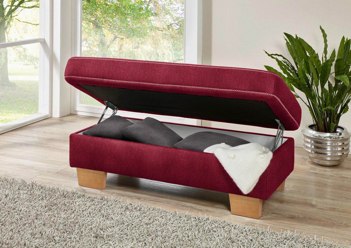 ECKSOFA in Mikrofaser Rot  273/226 cm  - Eichefarben/Beige, Natur, Holz/Textil (273/226cm) - Beldomo System
