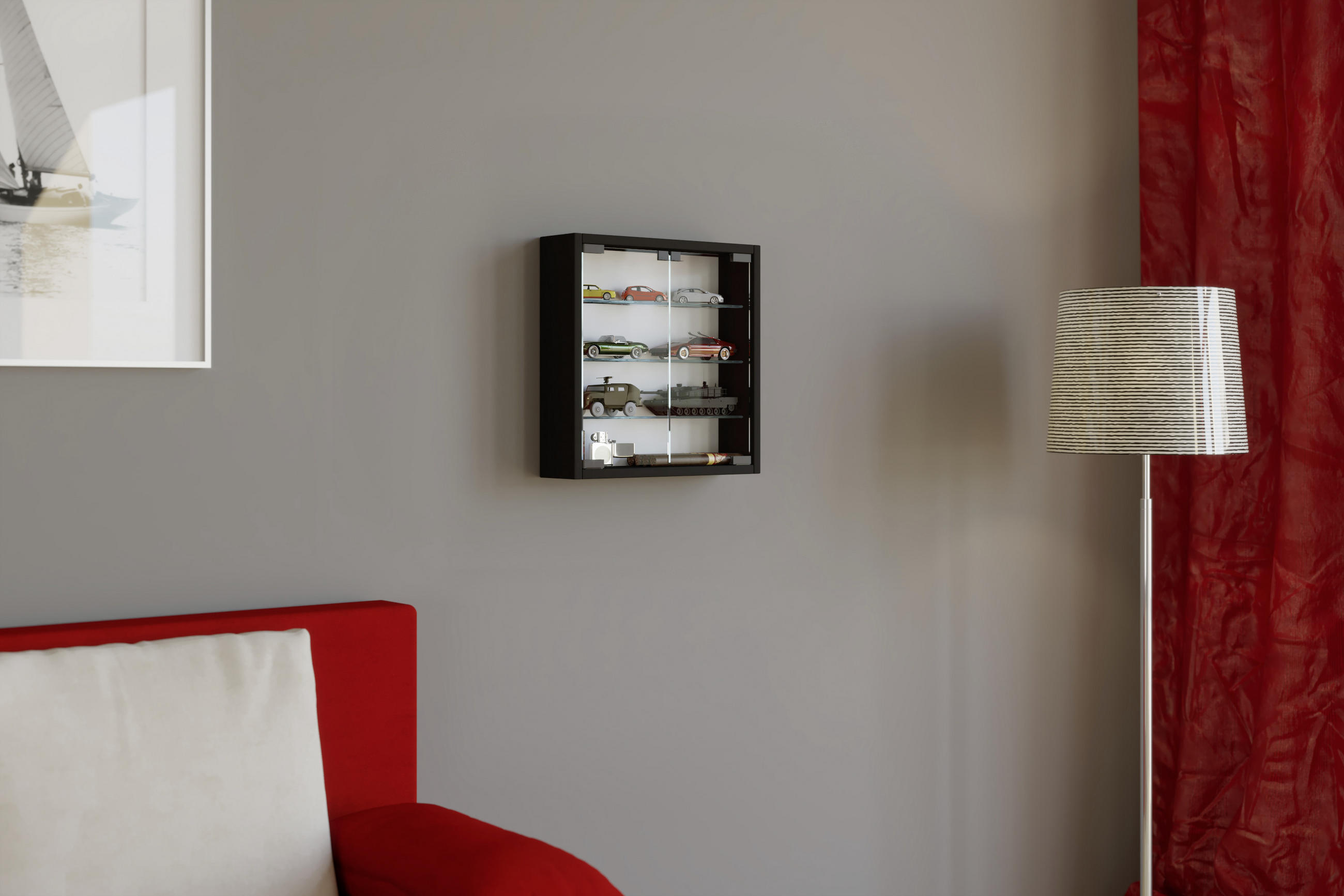 HÄNGEVITRINE Schwarz Befestigungsmaterial - Klar/Schwarz, KONVENTIONELL, Glas/Kunststoff (40/40/10cm) - MID.YOU