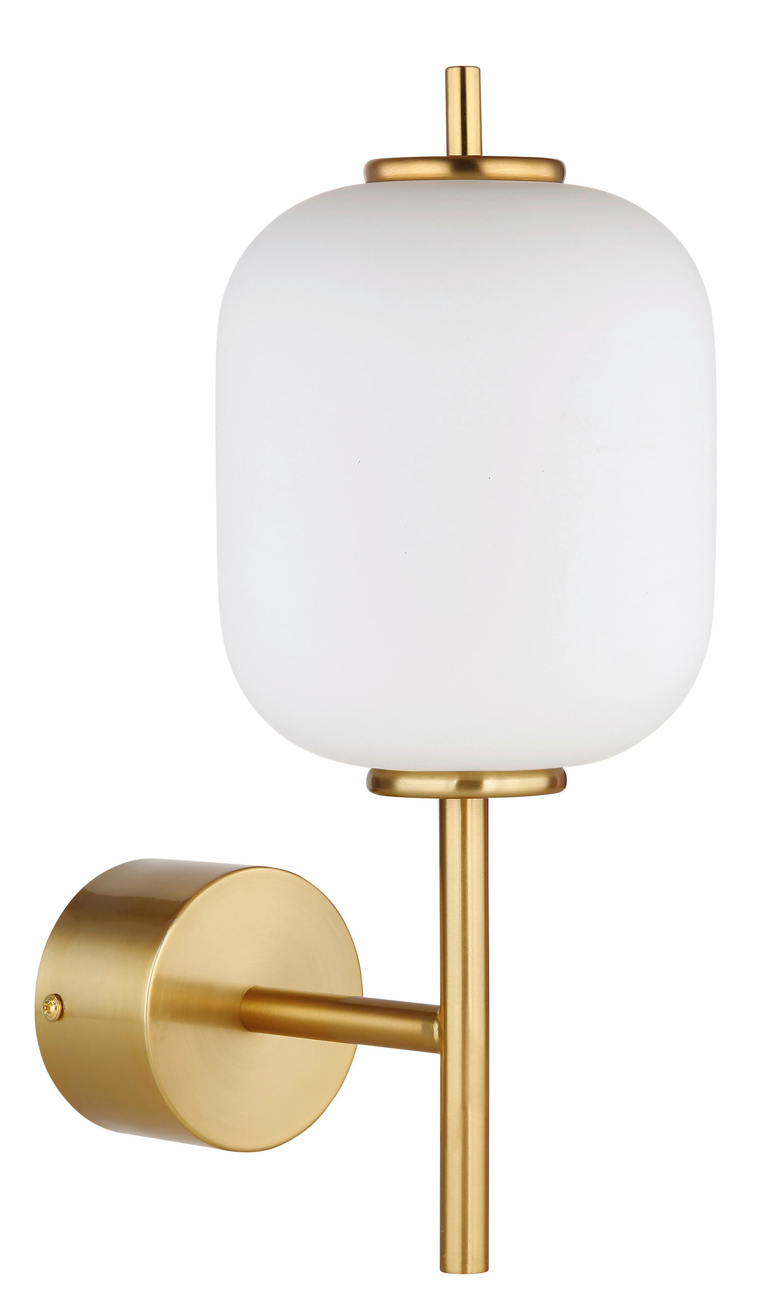 ZIDNA LED LAMPA - boja mesinga/opal, Konvencionalno, staklo/metal (13,5/18,5/32,5cm)