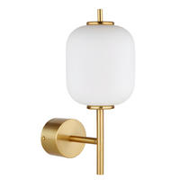 ZIDNA LED LAMPA - boja mesinga/opal, Konvencionalno, staklo/metal (13,5/18,5/32,5cm)