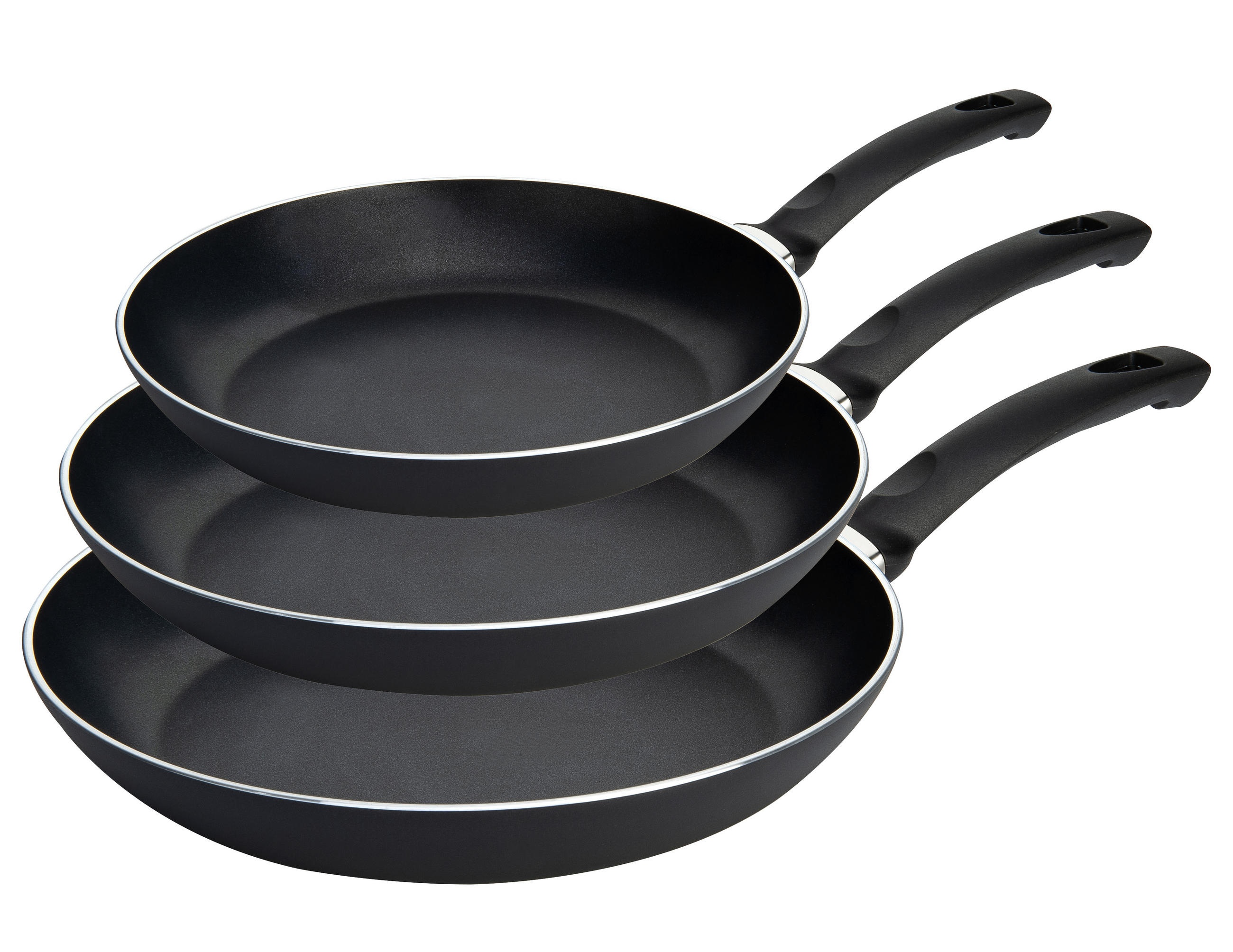 PFANNENSET LIPARI Aluminium 3-teilig  - Schwarz, Basics, Metall (20+24+28cm) - Ballarini