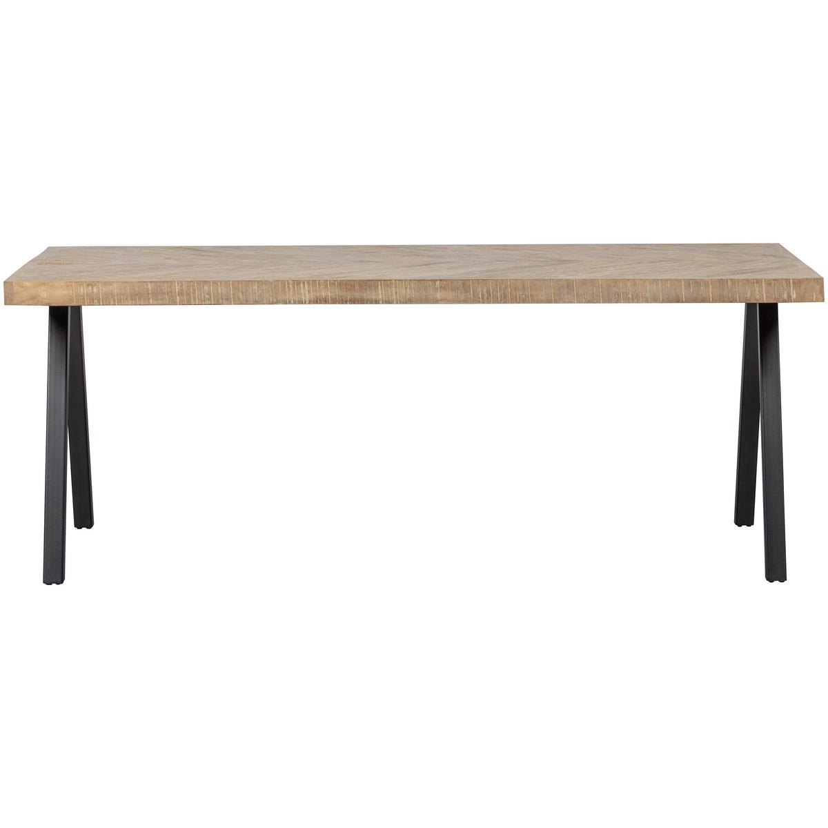 ESSTISCH Mangoholz massiv rechteckig Eichefarben  - Eichefarben/Schwarz, Design, Holz/Metall (180/90/75cm) - Livetastic