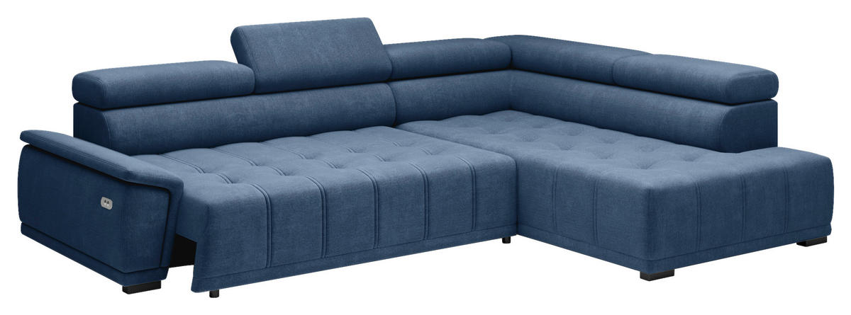 HÖRNSOFFA i chenille, vävt tyg mörkblå  - svart/mörkblå, Modern, textil/plast (283/106cm) - MID.YOU