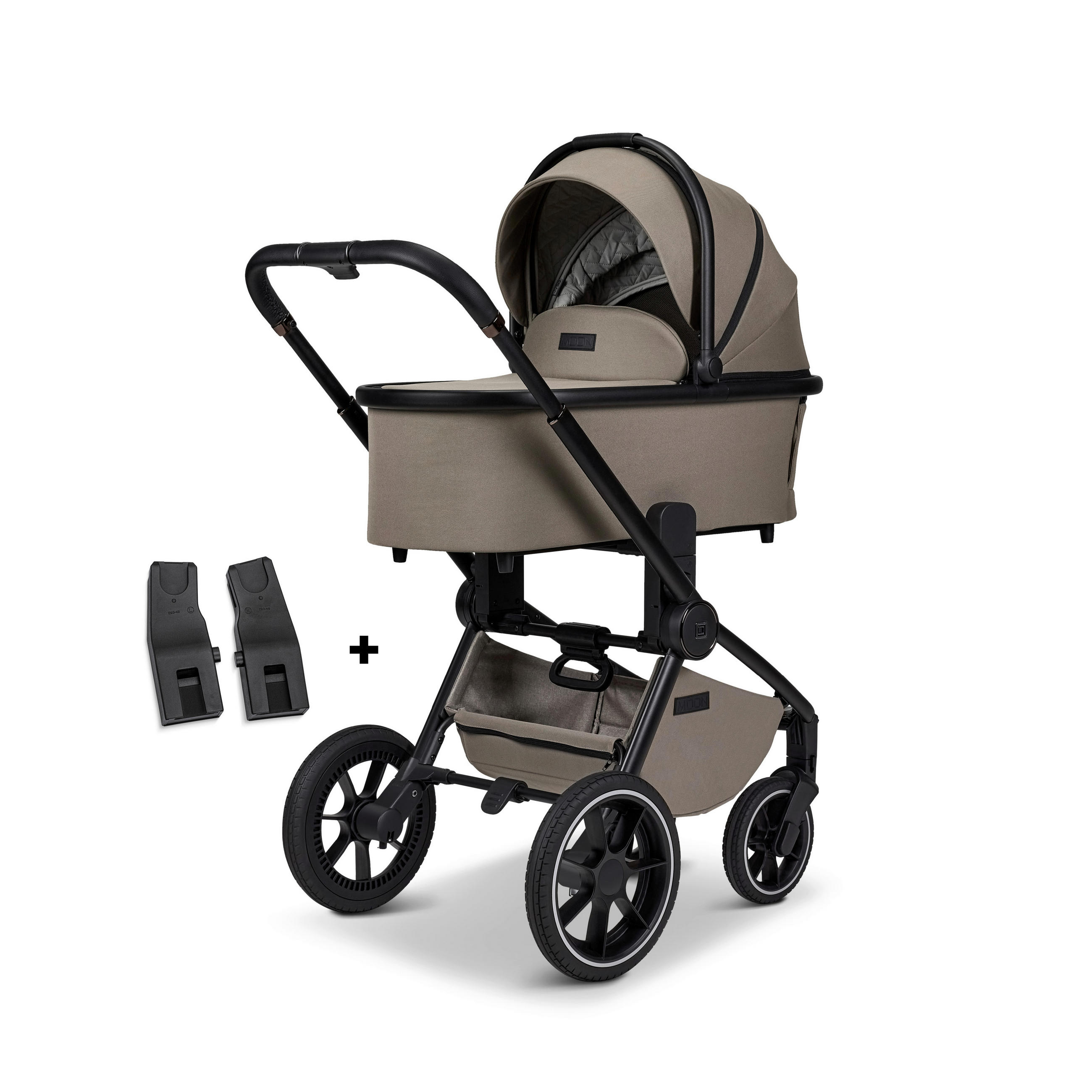 KOMBIKINDERWAGEN  Resea+  Moss  - Schwarz/Olivgrün, Basics, Textil (98.5/58/122cm) - Moon