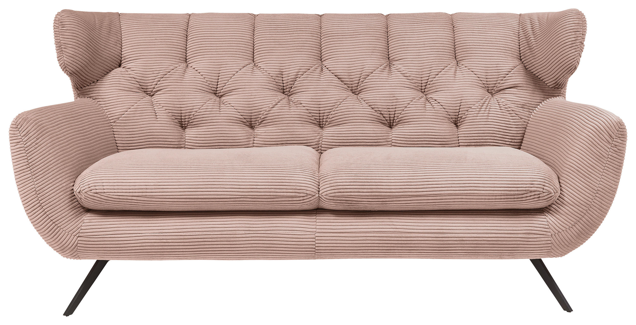 CHESTERFIELD-SOFA Cord Rosa  - Schwarz/Rosa, MODERN, Textil/Metall (160/94/95cm) - Pure Home Lifestyle