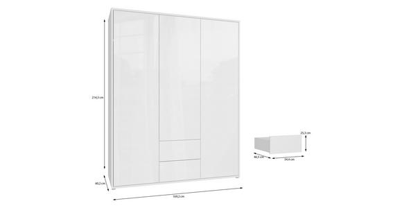 DREHTÜRENSCHRANK 169/214/60 cm,  in Weiß, Weiß Hochglanz, 3-türig  - Weiß Hochglanz/Weiß, Trend, Holzwerkstoff (169/214/60cm) - Carryhome