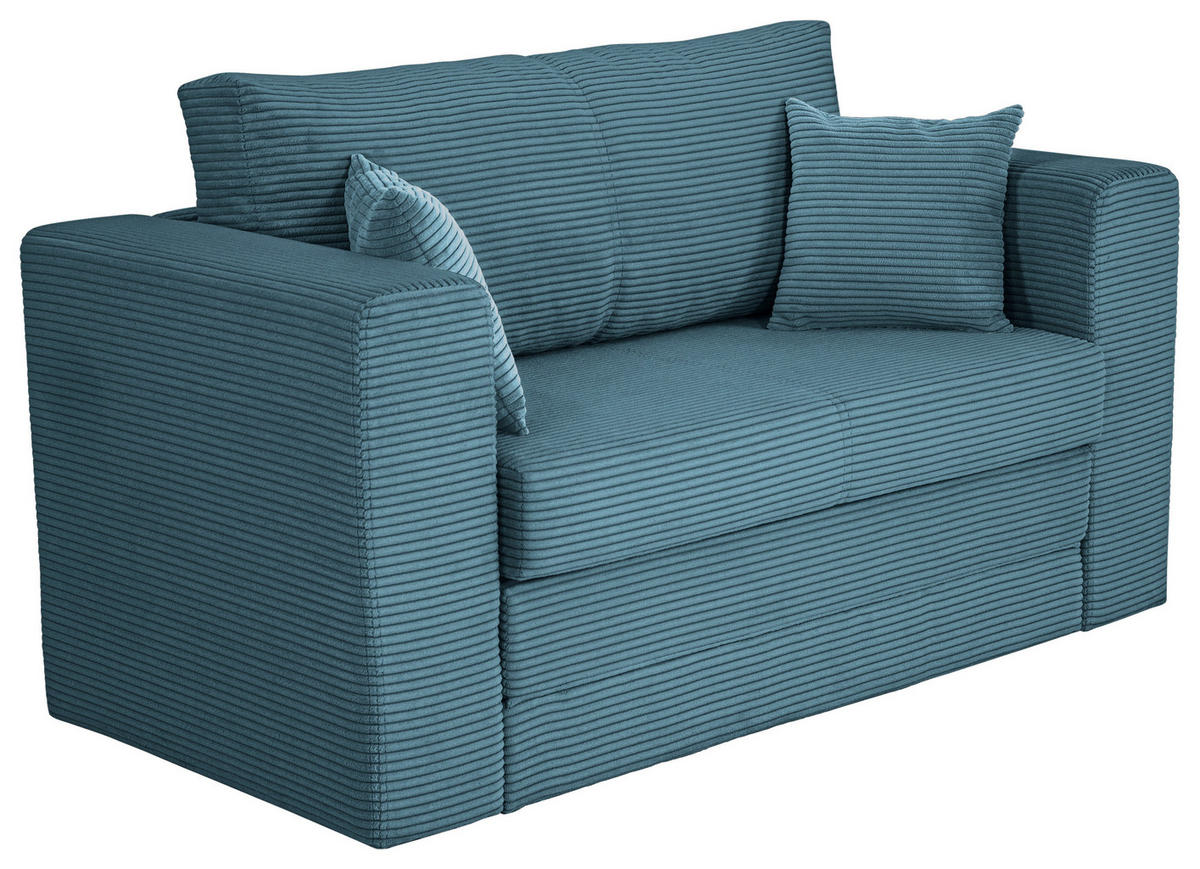 JUGEND- UND KINDERSOFA Cord Türkis  - Türkis/Schwarz, KONVENTIONELL, Textil (136/78/72cm) - Xora