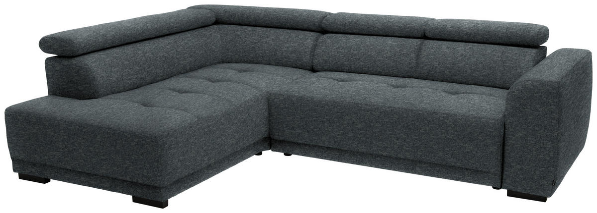 ECKSOFA in Chenille Grau  - Schwarz/Grau, Design, Kunststoff/Textil (205/284cm) - MID.YOU
