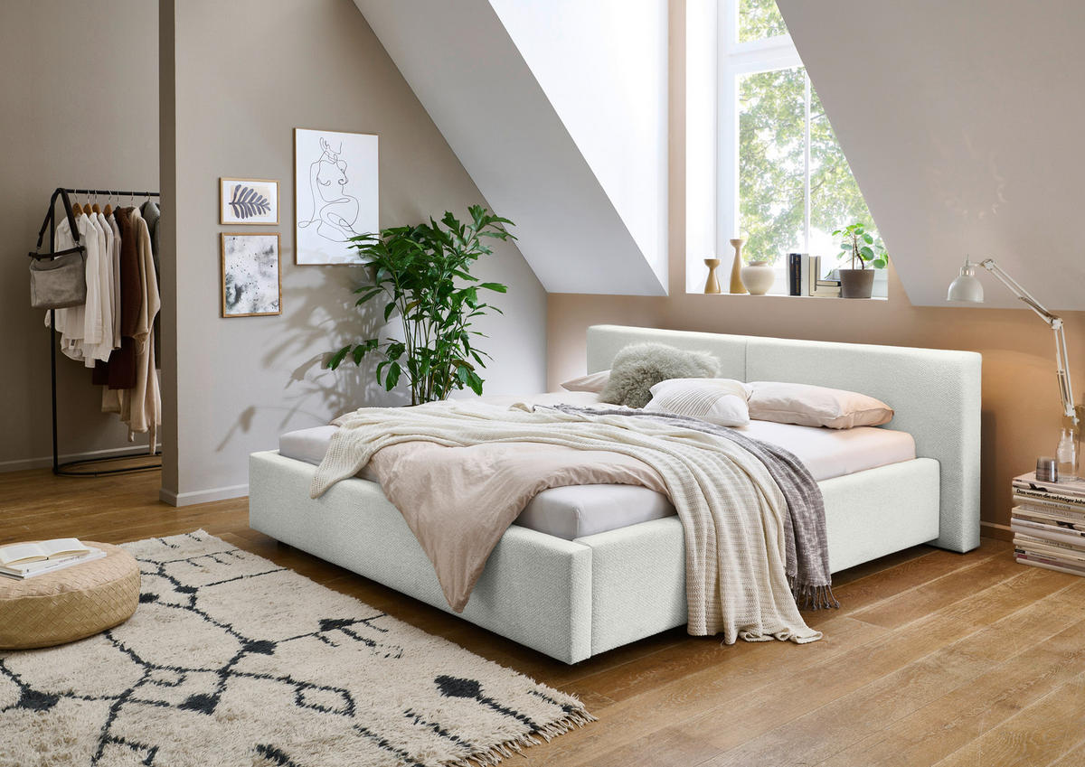 POLSTERBETT 240/200 cm,  in Weiß,  - Weiß, Basics, Textil (240/200cm) - Boxxx