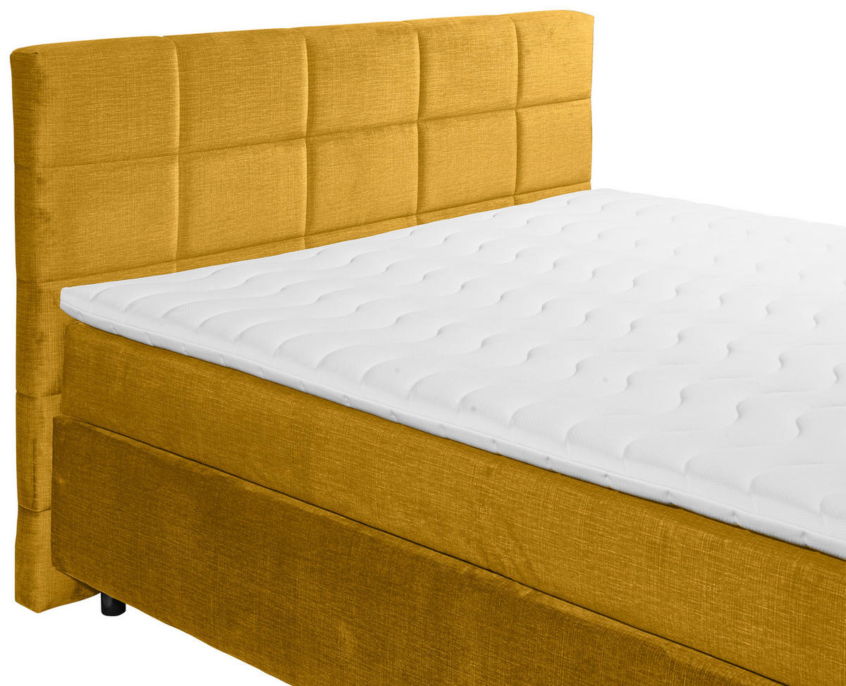 BOXSPRINGBETT 180/200 cm  in Currygelb  - Currygelb/Schwarz, Design, Holzwerkstoff/Kunststoff (180/200cm) - Xora