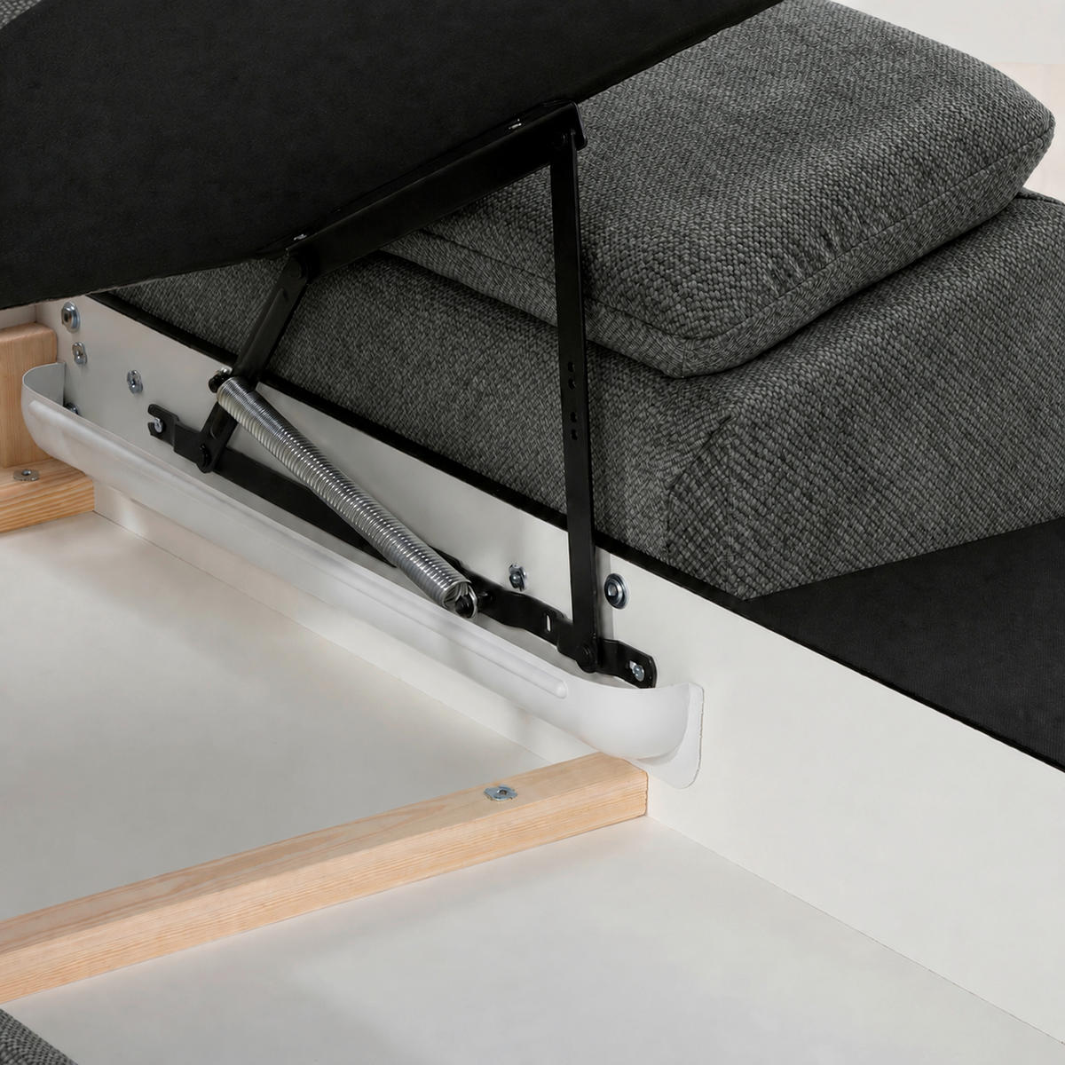 ECKSOFA  Struktur Dunkelgrau  - Dunkelgrau/Schwarz, Basics, Holz/Holzwerkstoff (281/166cm) - MID.YOU