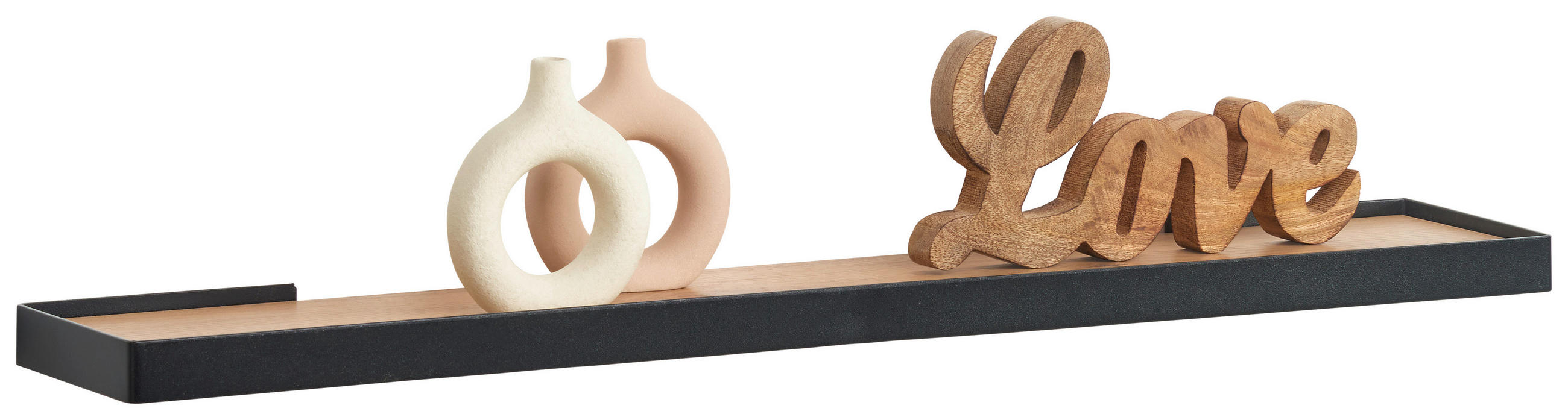 WANDBOARD Schwarz, Eichefarben  - Eichefarben/Schwarz, Basics, Holzwerkstoff/Metall (80/3/15cm) - Xora